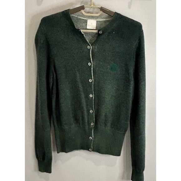 Rolex Sweaters - Rolex 100% Cashmere Green Cardigan Sweater Long Sleeve Button Front Wimbledon XS